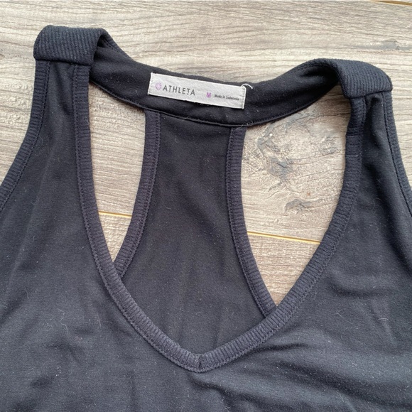 Athleta black racerback tank mini - midi ruched dress - soft, comfy - Picture 4 of 9